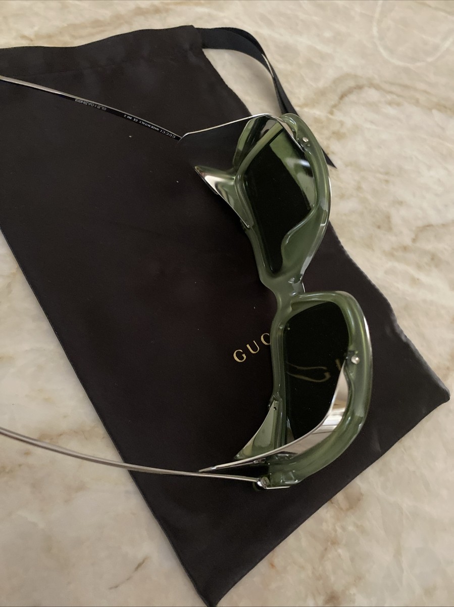 NEW AUTHENTIC GUCCI GG Green With Silver Guard 3738/S R2ZDJ