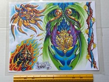 Vintage Art Tattoo Flash Sheet Foose Sun /T72