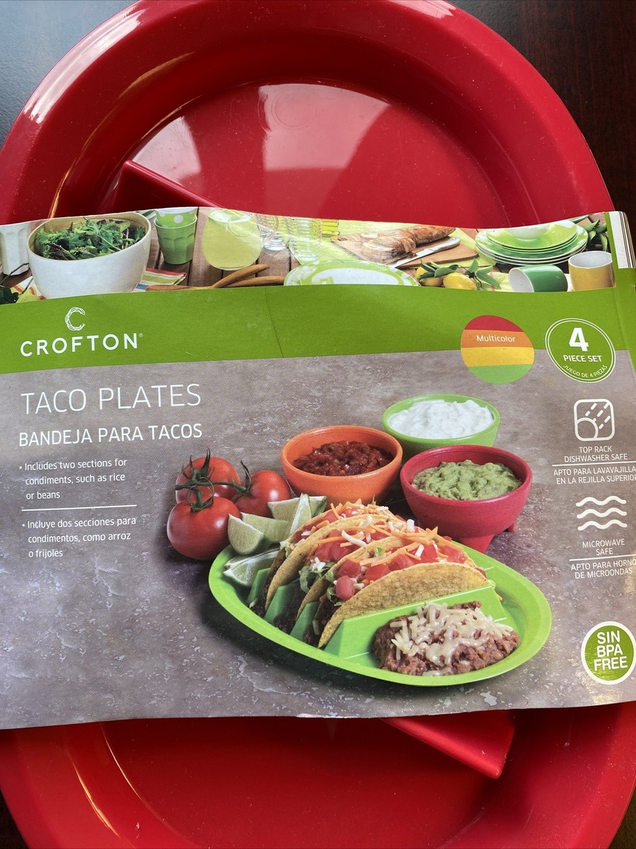 Crofton Taco Plates New Red Orange Green Yellow 9x13