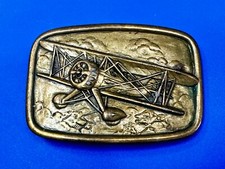 Airplane - Pilots Plane Bi Wing Avon Vintage 1985 Flying Americana Belt Buckle