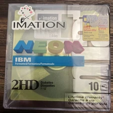 Imation 2HD 1.44MB 3.5" Floppy Disks Neon Colors 10-Pack IBM Formatted NEW