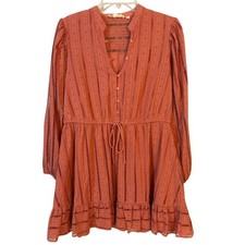 Anthropologie Forever That Girl Eyelet Long Sleeve Mini Dress Size Medium
