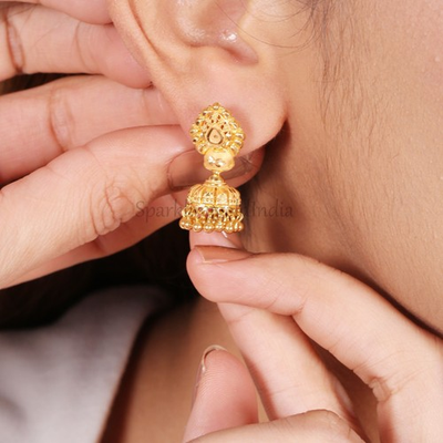 #ad 22k916 Yellow Gold dangling Stud Earring Handmade designer 22kt earring OS3913 $1464.00