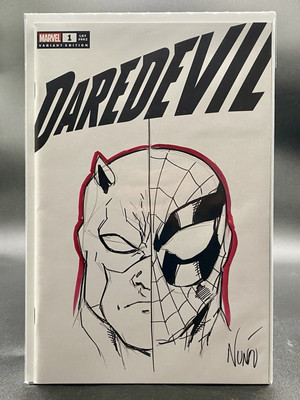 DAREDEVIL #1 BLANK VARIANT Signed sketched By Eddie Nunez Daredevil Spider-man