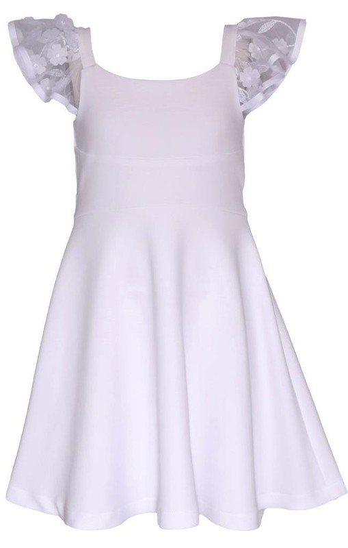 NEW Bonnie Jean Girls Size 12 "WHITE SCUBA" Applique Sleeve Skater Dress NWT