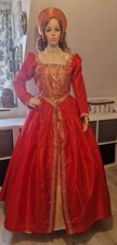 Scarlet & Gold Tudor Gown with matching Headdress size 10-12