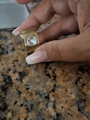 Ring  HEINEMANN Edelstahl Goldfarben .Der 10mm große Stein ist ein Chrystal 