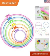 Versatile 6-Piece Embroidery Hoop Set - Multicolor Plastic Hoops 3.4" to 10.2"