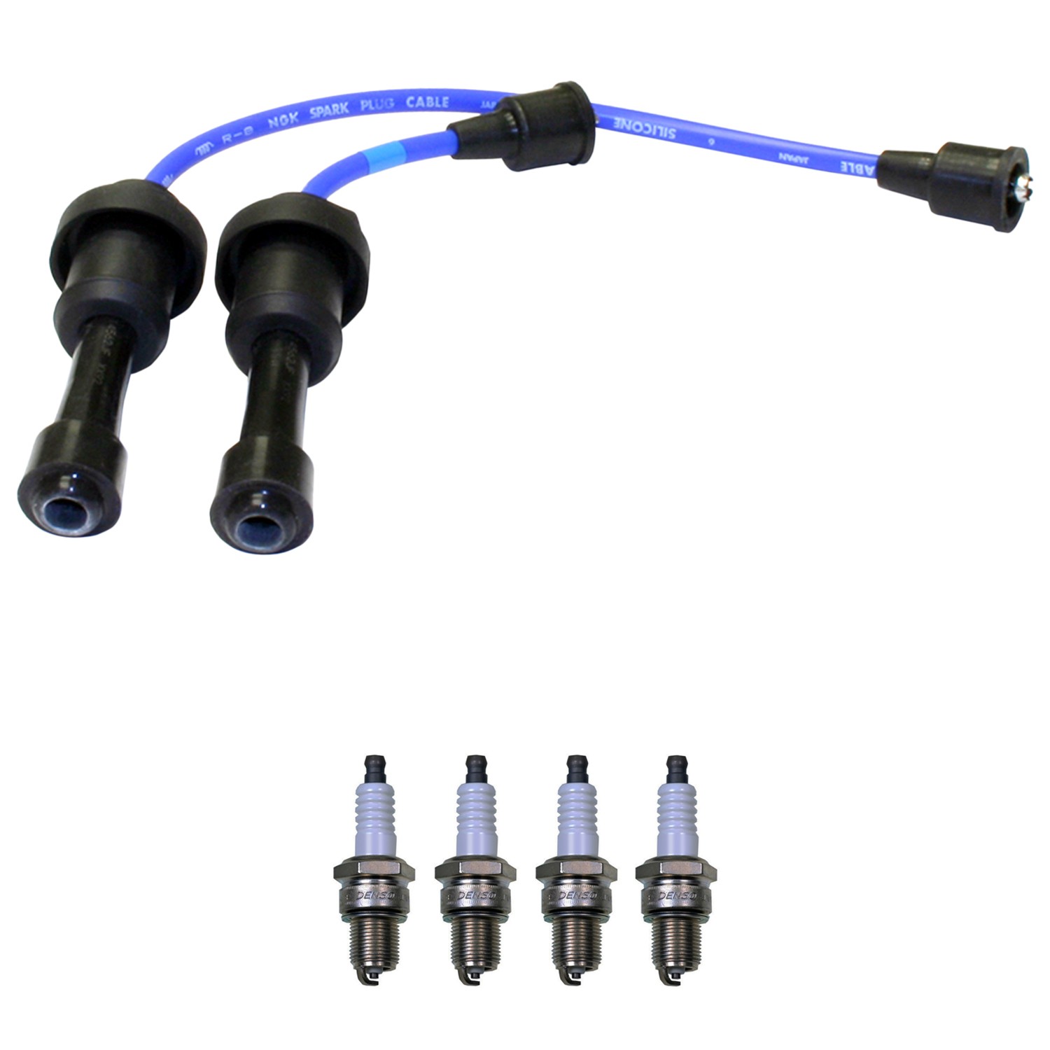 NGK Wire Set And Denso 4 Standard Spark Plugs Kit for Optima Santa Fe Sonata L4