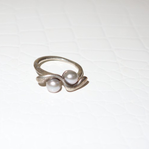 Hagit Gorali Israel Sterling 925 Two Pearls Ring Ring Size 8