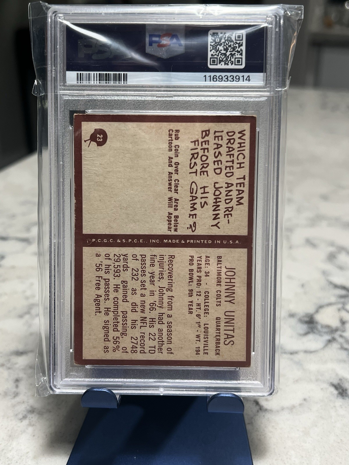 1967 Philadelphia - Johnny Unitas #23 view 2
