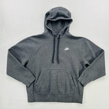 Nike Hoodie Mens Small Gray Pullover Fleece Classic Swoosh Logo Kangaroo Pocket