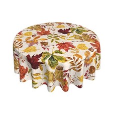 Sweetshow Round Fall Tablecloth 60 Inch Fallen 60" Round , Red Green Yellow