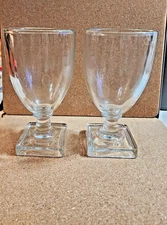 Set Of 2 Martha Stewart  12oz Water Goblets MWY2 Clear Glass Square Base
