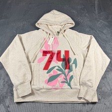 NWT Daily Practice Anthropologie Slim Fit Hoodie Floral 74 Womens S Heather Oatm
