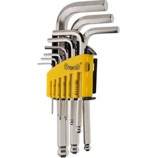 Sechskant Winkelschlüssel Satz 9-tlg. Innensechskant CrV Kugelkopf HEX 1,5-10 mm