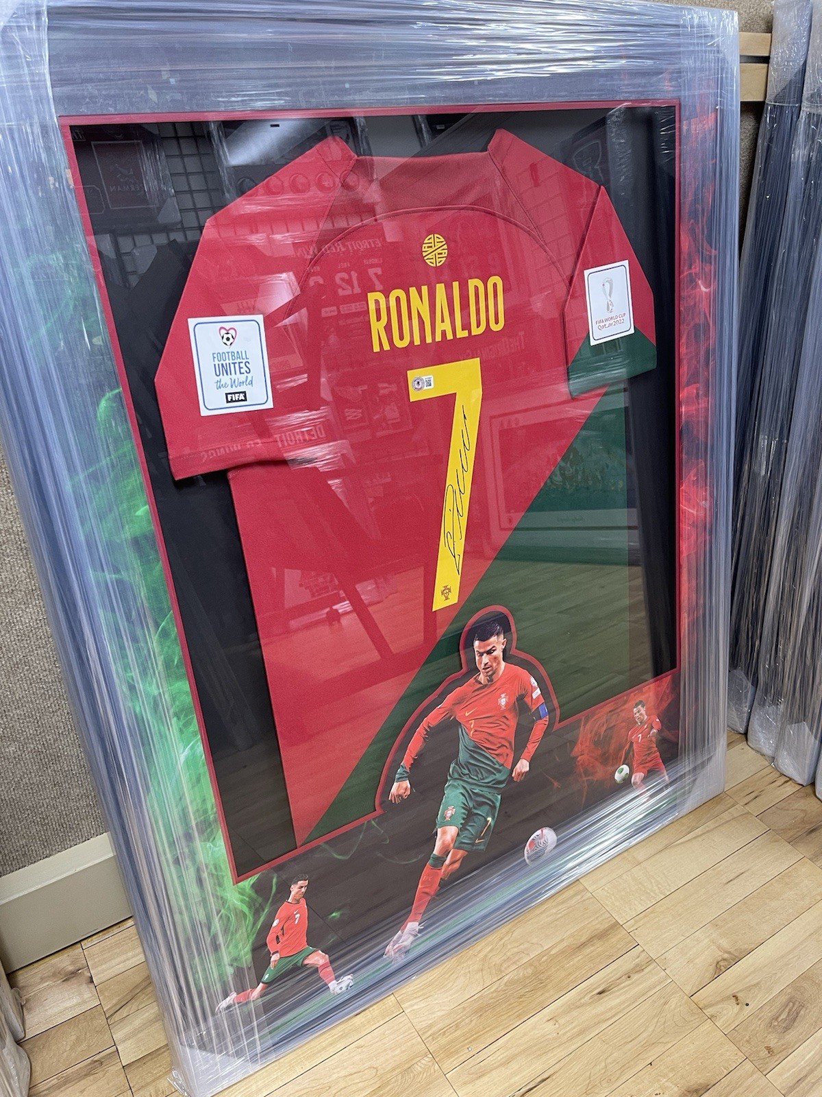 Cristiano Ronaldo Autographed Signed Portugal Christiano Ronaldo Framed Jersey World Cup 2022 BAS COA 