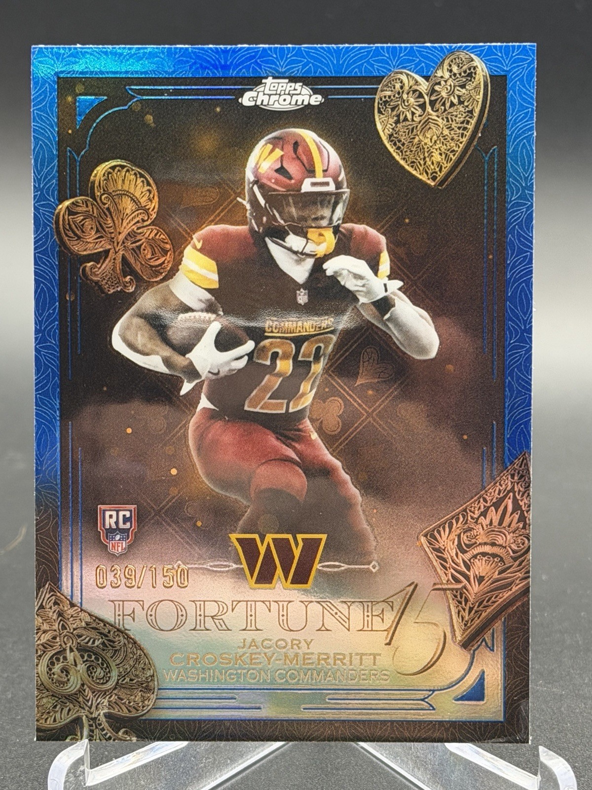 Jacory Croskey-Merritt Topps Chrome Fortune 15 #29 Blue Refractor