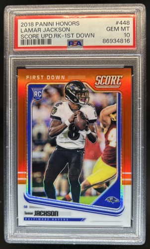 2018 Panini Honors Lamar Jackson Score Update Rookies First Down RC #/10 PSA 10