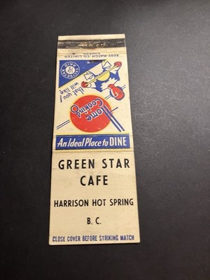 Matchbook Cover - GREEN STAR CAFE HARRISON HOT SPRING B.C.