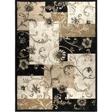 HOME DYNAMIX Optimum Byron Color Block Floral Area Rug, Black/Beige, 3'7"x5'2"
