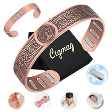 Copper Magnetic Bracelet for Men 5000 Gauss 9 Powerful Magnets Pure Copper 7.09"