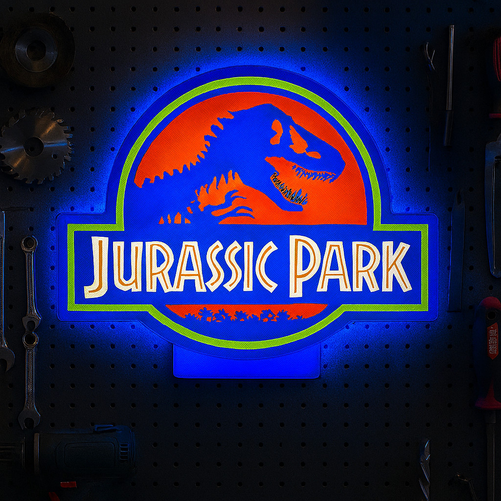 Jurassic Park Movie Led Light Sign11x8x3 Inch blue 3DPrinted