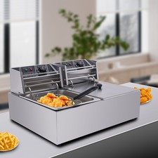 2x6L Friteuse Fritteuse Fritöse Edelstahl Gastro Profi Elektro Fettbackgerät DHL