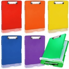 Crtiin 6 Pcs Plastic Clipboard with Storage Colored A4 Nursing Holder Heavy D...