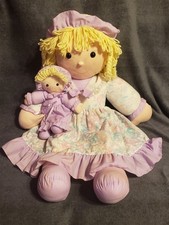 VTG Dan Dee Rag Doll Plush w/Baby Doll Nylon Jumbo 30"-RARE  