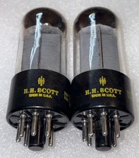 Pair HH Scott 7591 Tubes Copper Plate Rods TV7 Tested Strong Same Dates