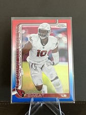 Topps 2025 Chrome Josh Sweat Arizona Cardinals #10 Red White and Blue Refractor