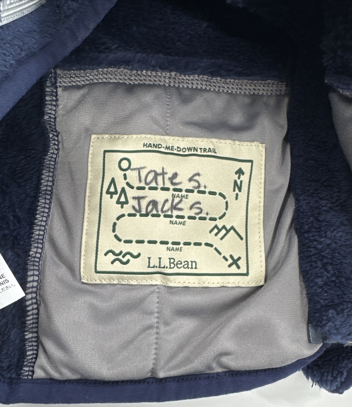 LL Bean Fleece Jacket with Ears Boys 4T Blue Teddy Bear Zip Hi-Pile thumbnail 6