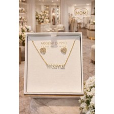 Argento Vivo Mama Necklace Butterfly Earrings Set 18K Gold Plated Sterling Glam