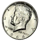 UNC 1964 (P) 90% Silver U.S. Kennedy Half Dollar