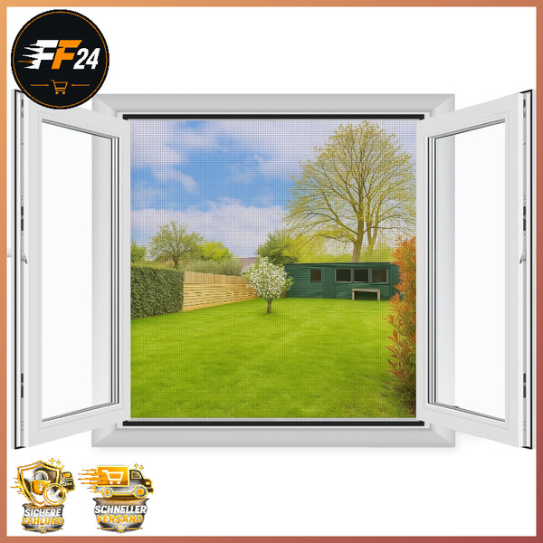 Fliegengitter Fenster 150X180Cm Zuschnitttbar Ohne Bohren Insektenschutz-image