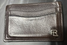 Ralph Lauren Purple Label Brown Leather Card Holder Made in Italy