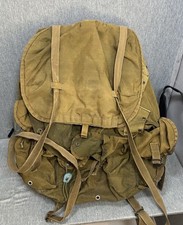 Vintage US Military Surplus Olive Drab Backpack with Metal Frame With Belt XL
