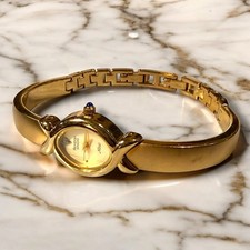 Armitron Diamond Now Watch Womens Gold Tone Bangle Bracelet Quartz RUNS