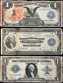 1899 Silver Certificate 1918 National Currency 1923 Legal Tender Lot of Three