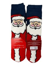Wondershop Santa Fuzzy Socks Christmas Women s 4 10 Red Two Pair New