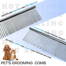 Metal Comb for Dogs  Cats, Professional Pet Grooming Comb Removing Tangles