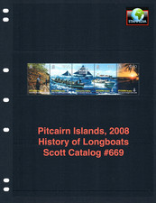 $12.00 Scott Value - 2008 PITCAIRN ISL Longboat Canoes Pacific Oc. CV MNH NH UMM
