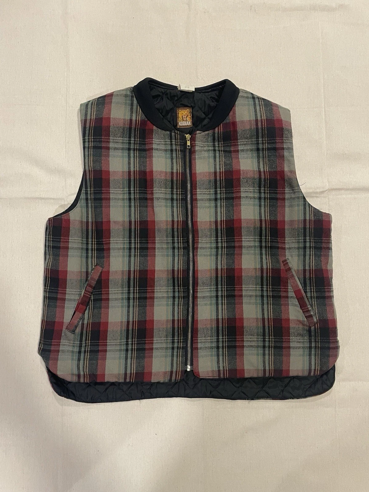 Vintage 90s Kodiak Plaid Insulated Vest Size Large