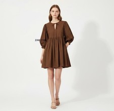 Women’s Casual Brown Cotton Dress | Simple A-Line Style for Summer & Daily Use