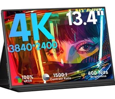 4K Portable Monitor 13.4" 3840 x 2400 UHD USB-C HDMI Laptop Monitor, 100 sRG...