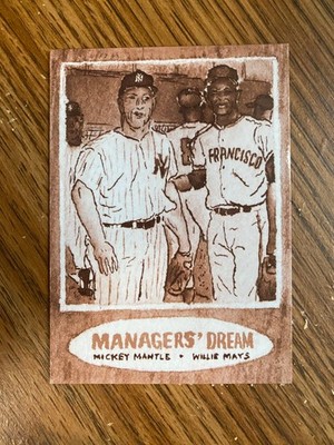Mickey Mantle Willie Mays 2025 Topps Shoebox Treasures Friedman #100 Sepia 8/50