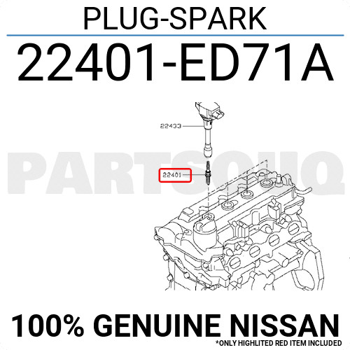 22401ED71A Genuine Nissan PLUG-SPARK 22401-ED71A