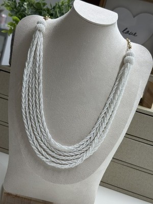 Talbot's White Seed Bead Torsade necklace 6 strands 31''-34'' NWT