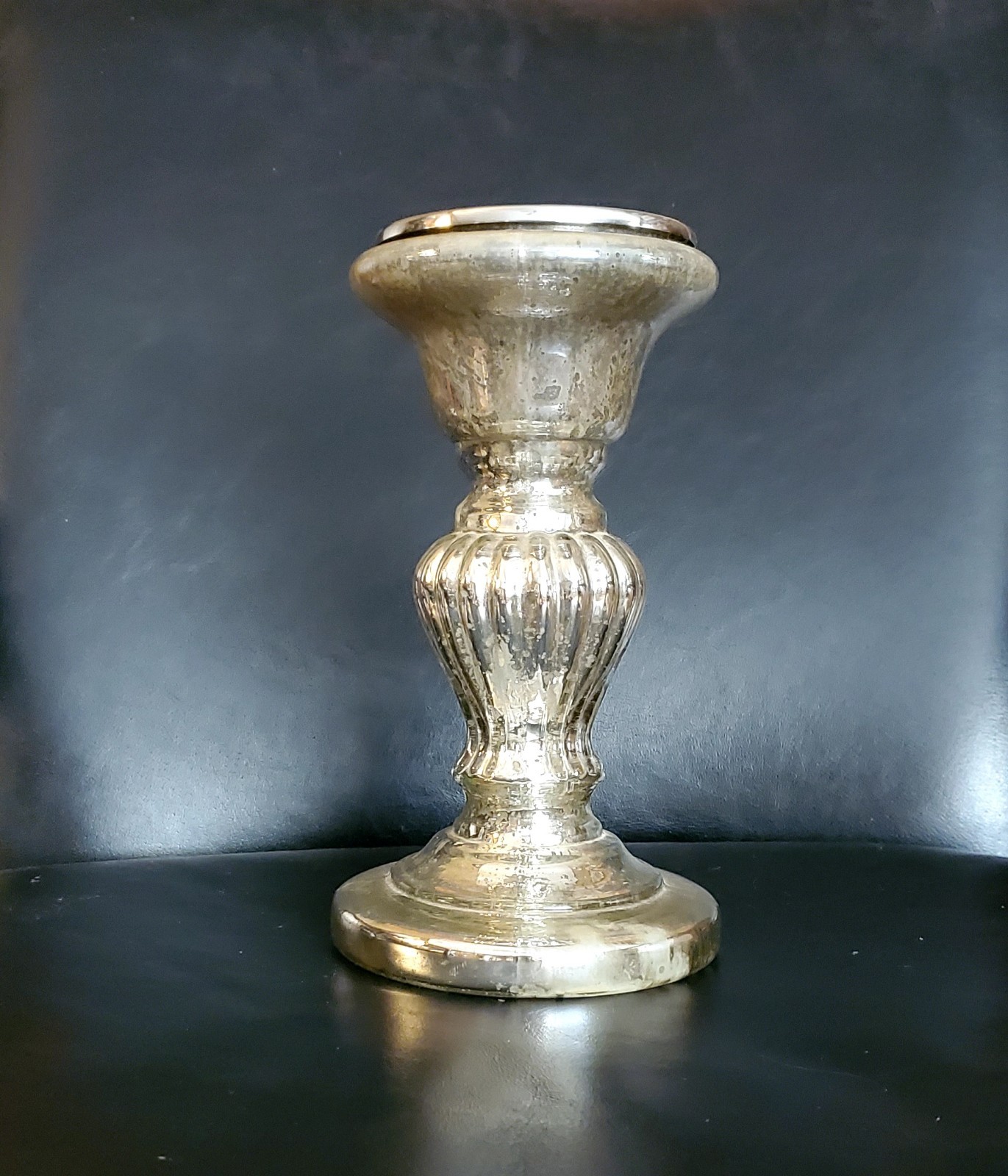 9 Inch Mercury Glass Candlestand For 3 Inch Pillar Candle